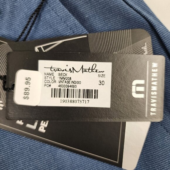 Travis Mathew Shorts Mens 30 Blue Beck Performance Golf Shorts (30x10) NWT - Picture 8 of 8